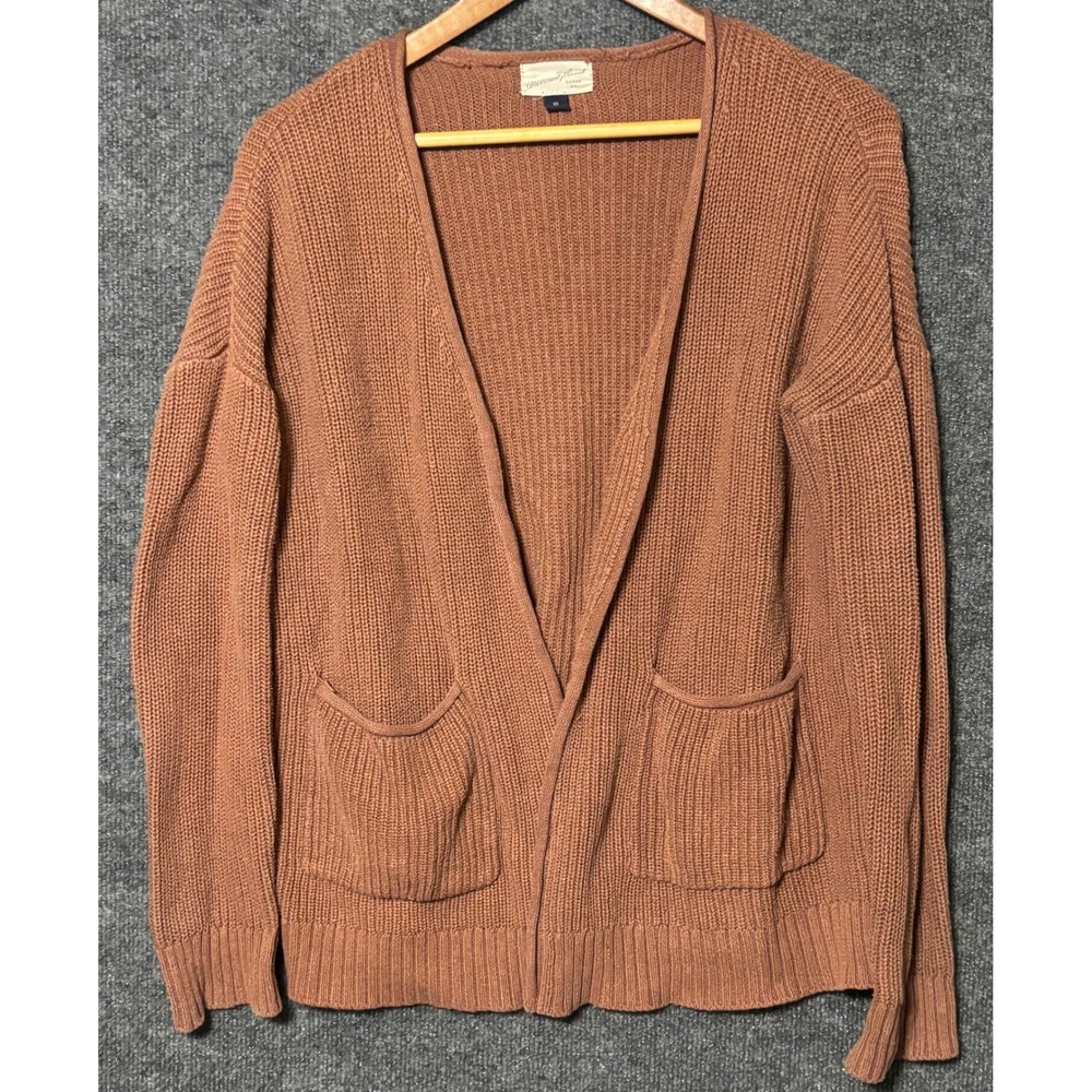 Universal Thread Womens Knit Cardigan Sweater Brown W/ Pockets‎ Open Front XS
